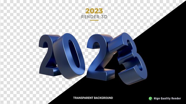 rendering 3d glossy blue texture 2023 new year number high quality