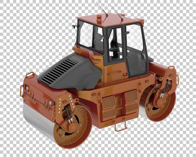 Road roller on transparent background 3d rendering illustration