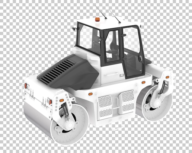 Road roller on transparent background 3d rendering illustration