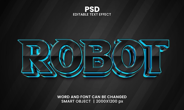 robot 3d editable photoshop text effect style with background