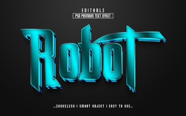robot 3d editable text effect style with  premium background