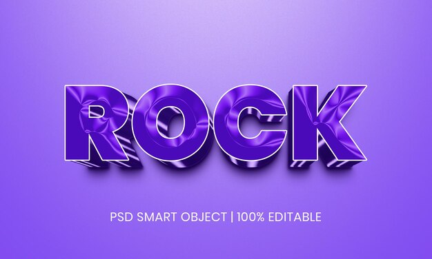 Rock Editable 3d text effect styles mockup concept - Dark Bluish Purple words with Gradient
