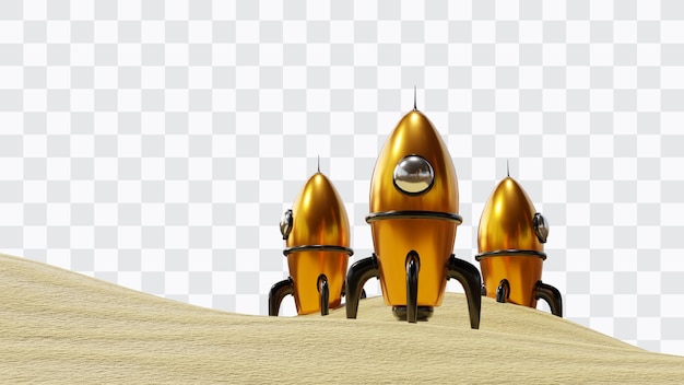 rocket launch in 3d rendering isolated