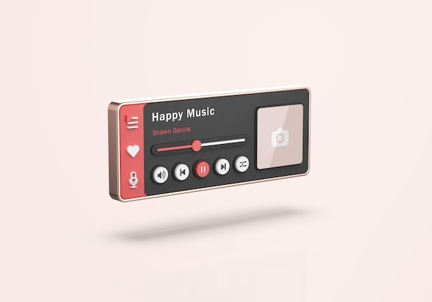 Rose Gold 3d Interface Media Player Mockup