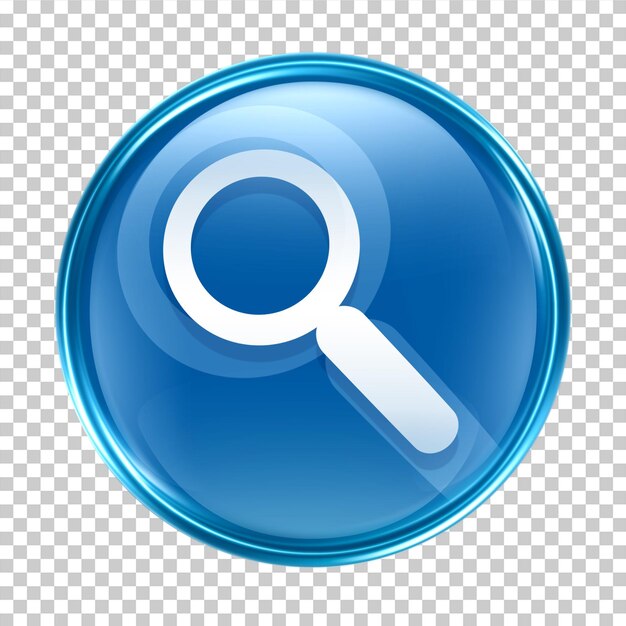 search and magnifier icon blue isolated on white background