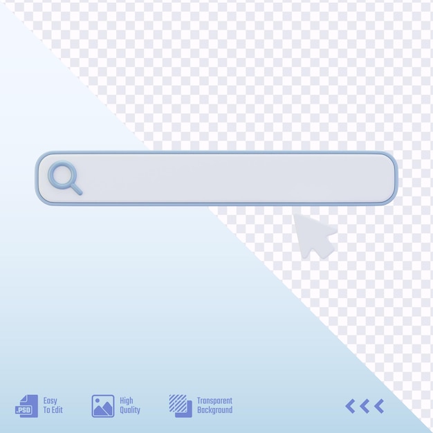 Search Site Bar with Arrow Cursor Website Blank UI Symbol to Browse on White Field on Transparent