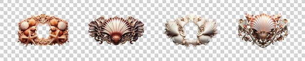set collection of shell mirror frame isolated on transparent background