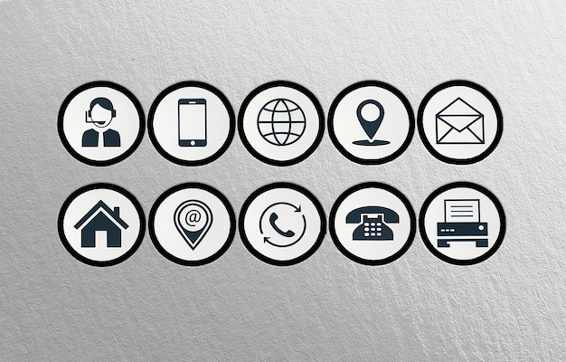 Set of contact icons for communication and business