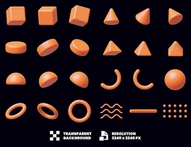 Set Of Geometric Memphis Shapes Illustration In 3D Render