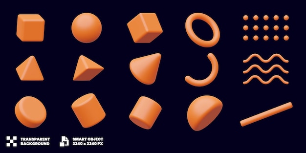 Set Of Geometric Memphis Shapes Illustration In Minimalist 3D Render