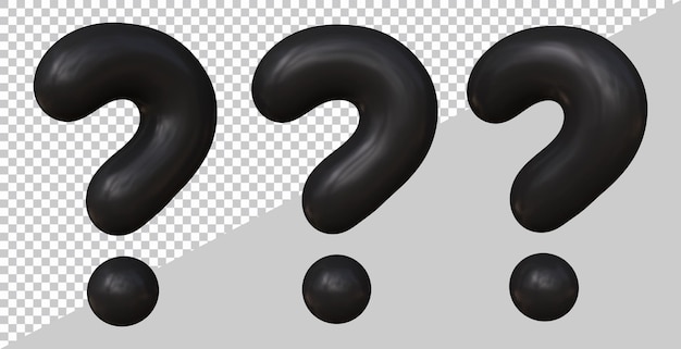 Set of question mark symbols in 3d render