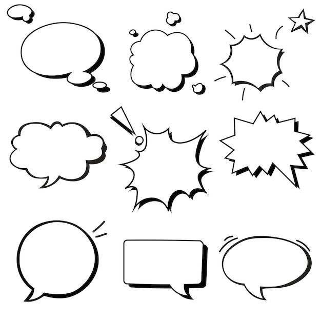 set of speech bubbles isolated on transparent background