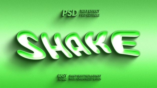 Shake text effect with twist style using smart objects and can be edited
