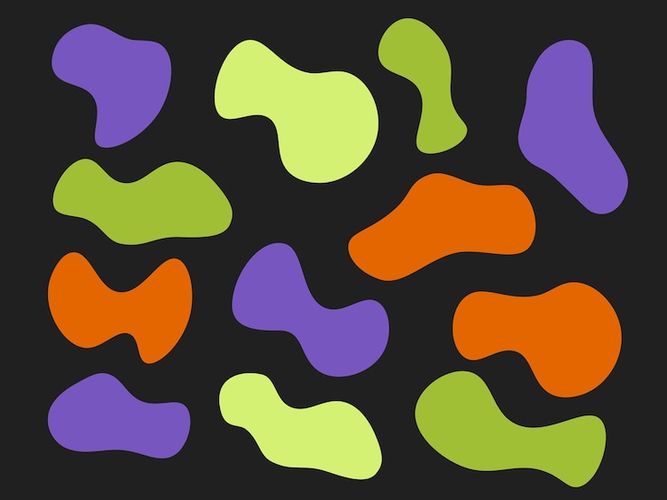 PSD shape colourful abstract shapes fluid hand drawn organic shapes doodle illustration seamless