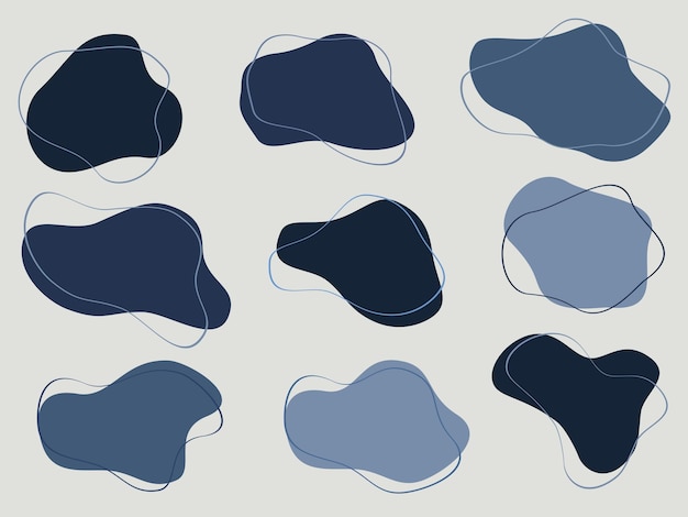 Shape colourful abstract shapes with outline fluid hand drawn organic shapes doodle illustration