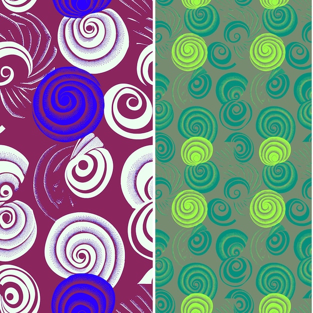 Shell With Spiral Silhouette Arranged in a Harmonious Patter Nature Pattern Vector Designs