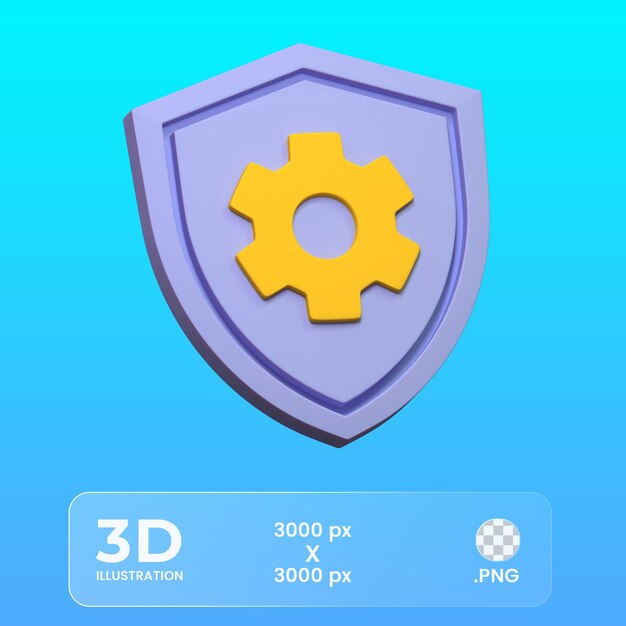 shield secure maintenance 3d icon 3d render