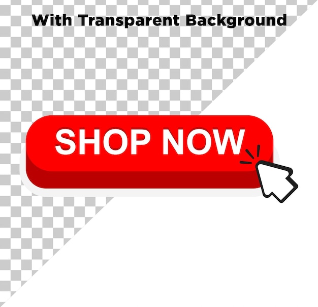 SHOP NOW written with Click Icon Red Color Promotion Shopping PNGPSD Isolated Transparent Background