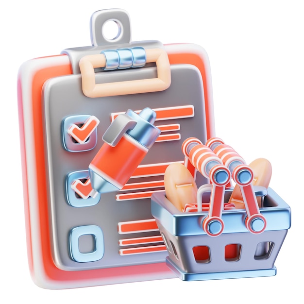 shopping list 3d render icon