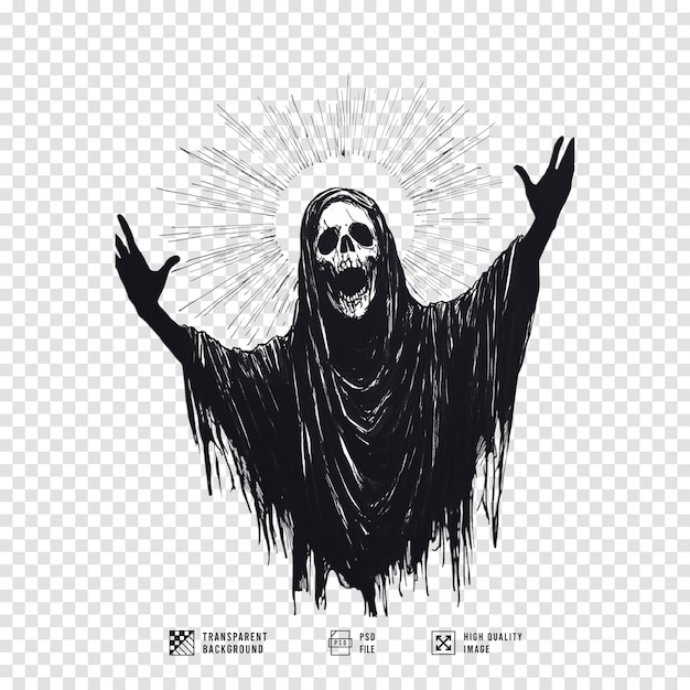 silhouette image of immortal nun with transparent background