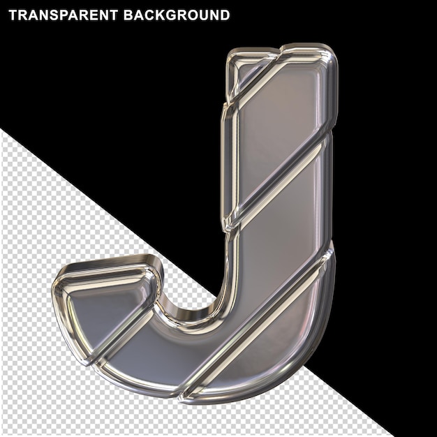 Silver 3D letters with diagonal belts capital letter j