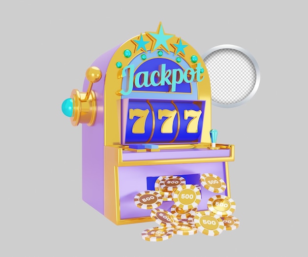 Slot machine 3d icon with jackpot words on it