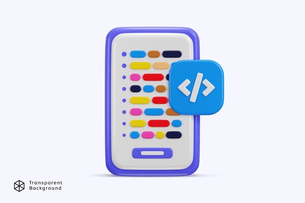 smart phone with a code icon concept of app development programming icon 3d render