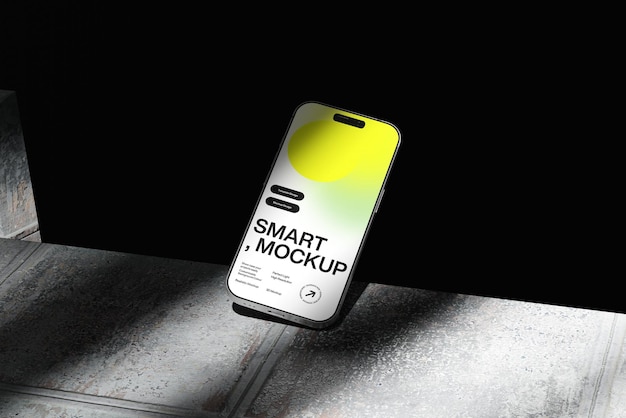 Smartphone Mockup on Grunge Metal Surface