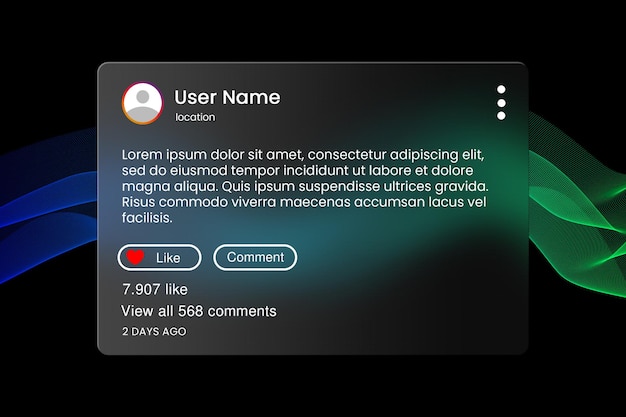 social media glassmorphism interface design
