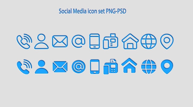 Social Media Icon Set in PNG and PSD Format