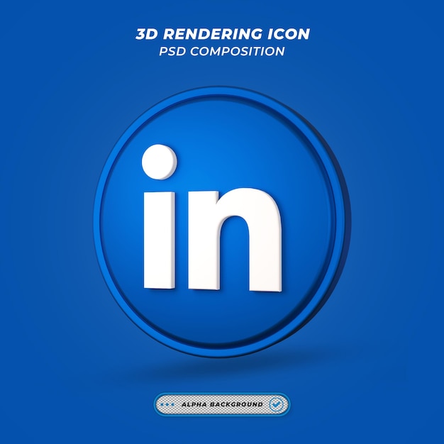 Social Media Linkedin Icon in 3D Rendering