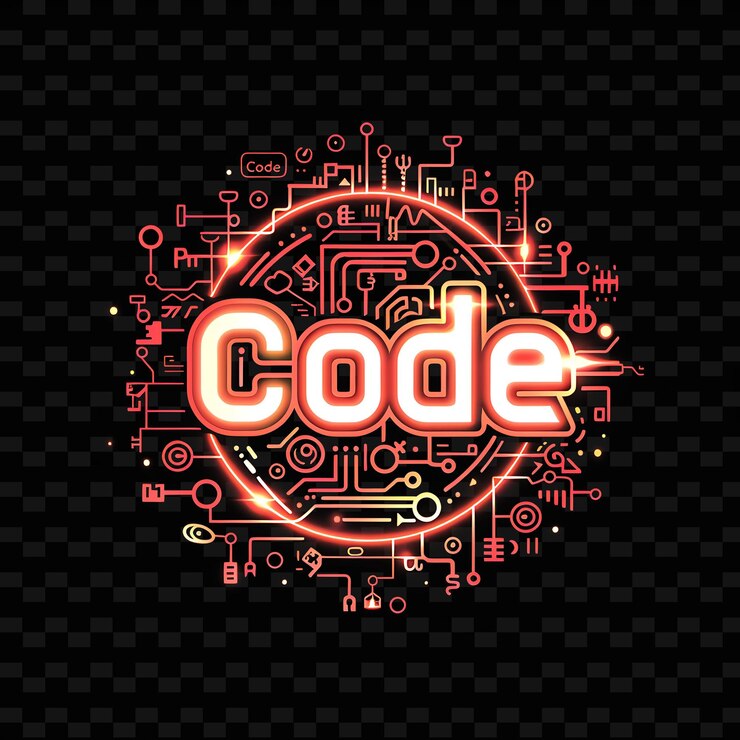 PSD sparkling neon radiance of code text with bright neon peach png y2k inspired decorative