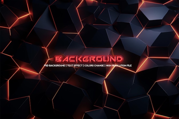 Spectral Abstraction Geometric Abstract Background and orange Neon Light with Neon Text Effect
