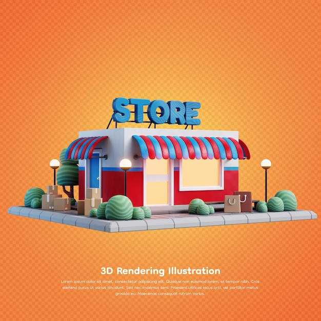 store 3d illustration 3d rendering