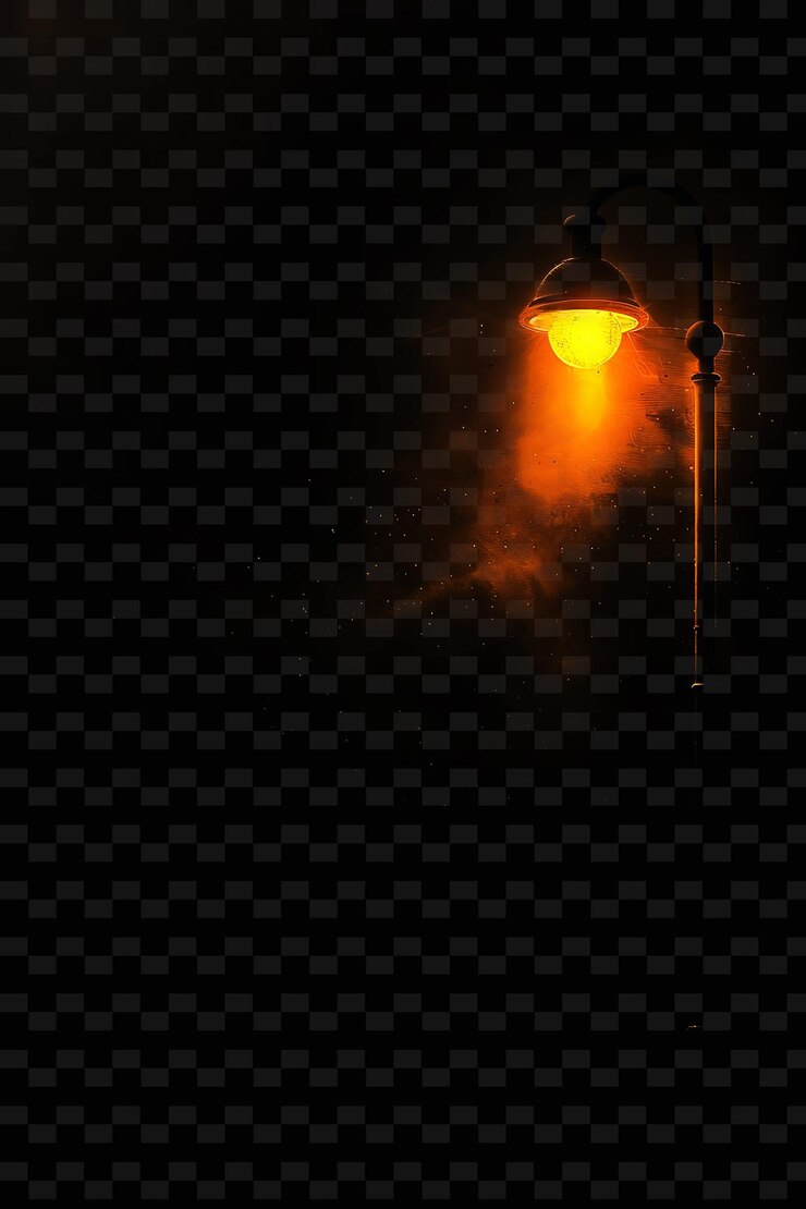 PSD streetlight glow with sodium vapor warm orange creating urba png y2k neon light effect design