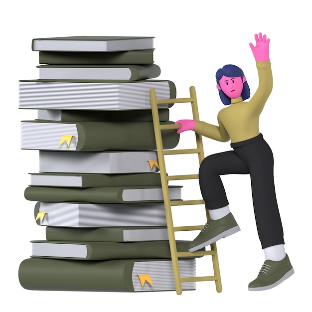 Student Girl Climbing Books Education University
