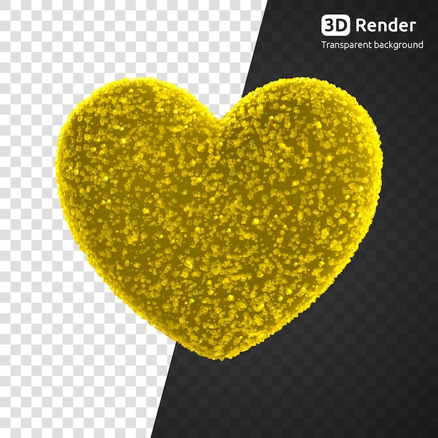 sugar coated yellow heart 3d