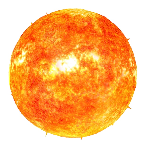 Sun with realistic texture 3D rendering isolated on transparent background