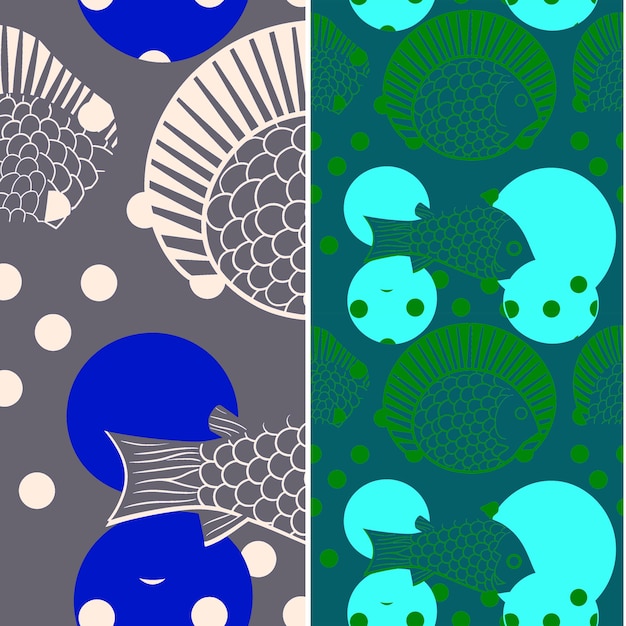 sunfish with circular silhouette curvilinear minimal design nature pattern vector designs