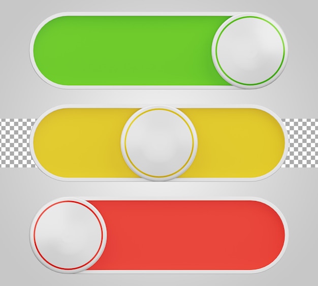 switch on off button isolated on transparent background 3D Render