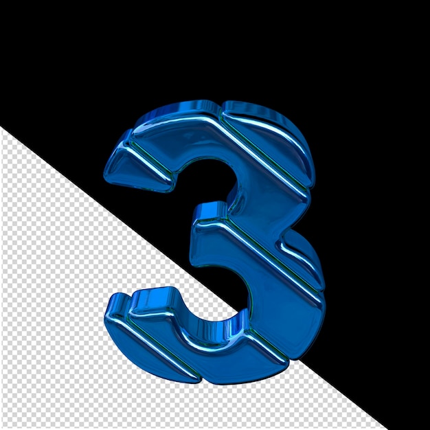 symbol made of diagonal blue 3d blocks number 3
