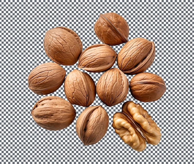 Tasty walnuts isolated on a transparent background