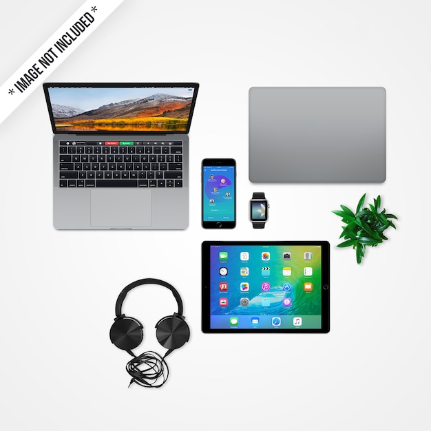 Technology mockup with various devices