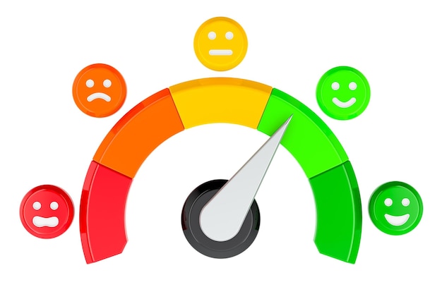 the scale of emotions with smiles rating scale of customer satisfaction 3d rendering isolated on transparent background