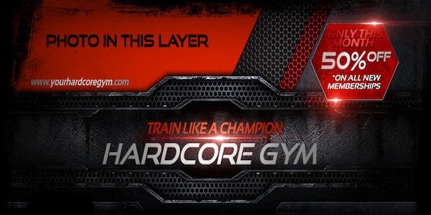 Thiết kế banner giảm giá thành viên tại Hardcore Gym