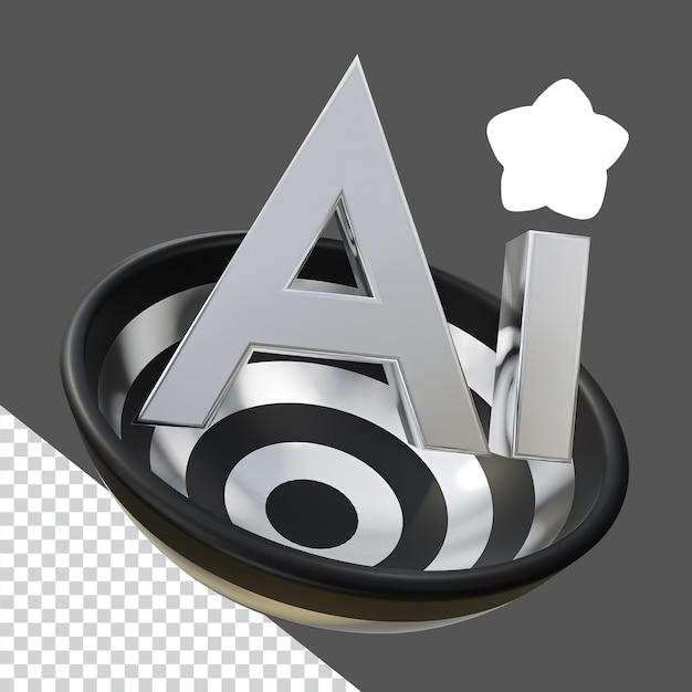 Thiết kế Đồ họa Văn bản Logo 3D AI Vật liệu theo phong cách Kim loại Bạc