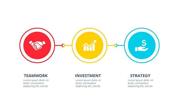 Thin lines with circles for infographic. Business timeline concept with 3 options.
