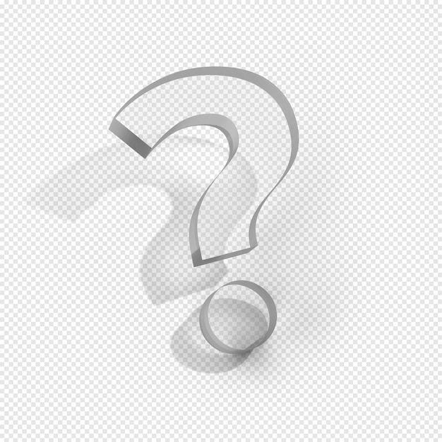 Transparent glass question mark