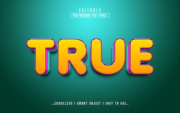 True 3d Editable Text Effect Style With Premium Background