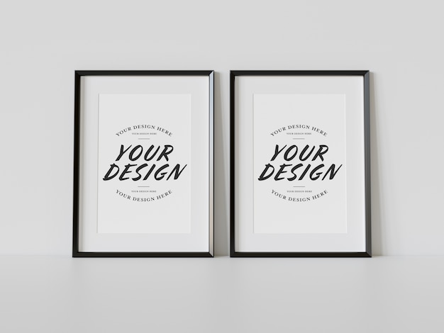 Two frames leaning on floor Mockup